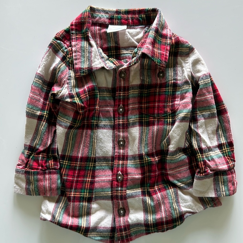 Hanna Andersson French Terry Button Up Shirt - Family Holiday Plaid